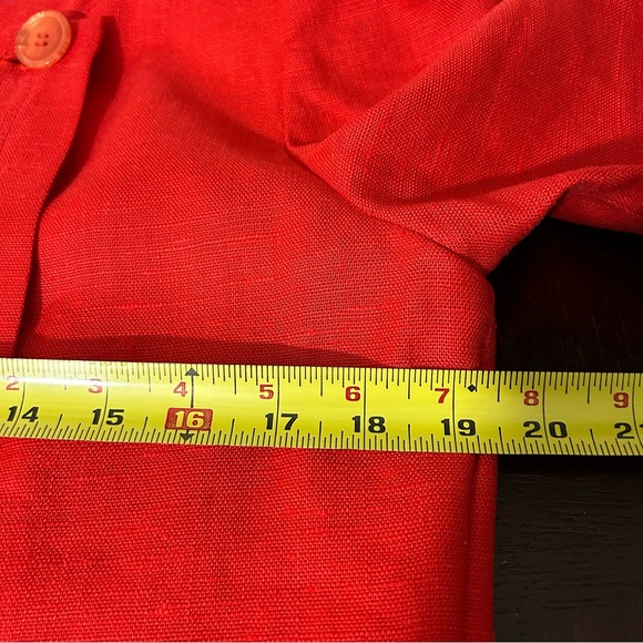 William Pearson Vintage Red Dress Belt Lined Faux Wrap Short Sleeve Button Sz 12 - Picture 12 of 14